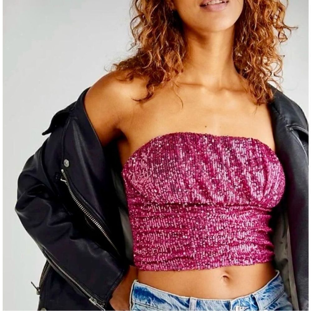 NWT Free People‎ Sequin Tube Top Pink size S
